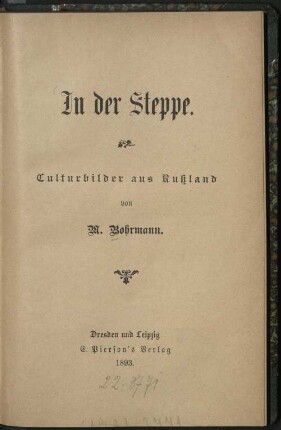 In der Steppe : Culturbilder aus Russland