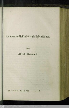 Benvenuto Cellini's letzte Lebensjahre.