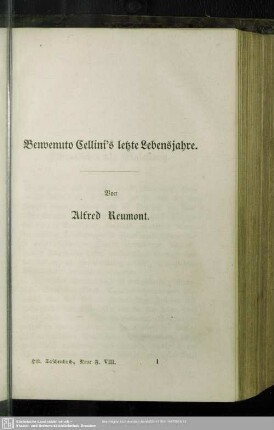 Benvenuto Cellini's letzte Lebensjahre.