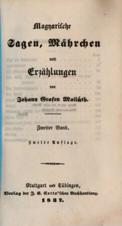 Magyarische Sagen, Mährchen und Erzählungen, Zweiter Band