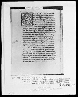 Evangeliar — Initiale C (um esset desponsata), Folio 15verso