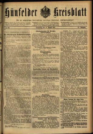 Ausgabe vom Donnerstag, den 21. August 1919.