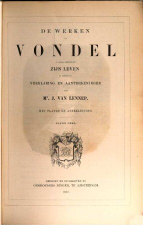 De werken van Vondel J. : Prachtuitgave met Platen en Afbeeldingen, 11