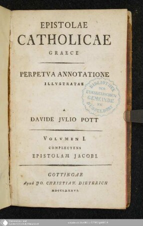 Volvmen I: Complectens Epistolam Jacobi