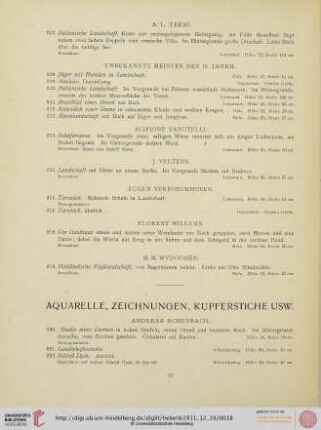Aquarelle, Zeichnungen, Kupferstiche usw. (Nr. 220-247)