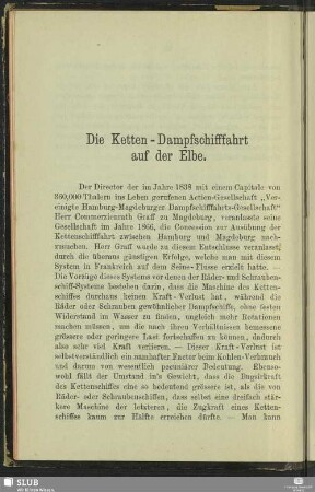 Die Ketten-Dampfschifffahrt auf der Elbe