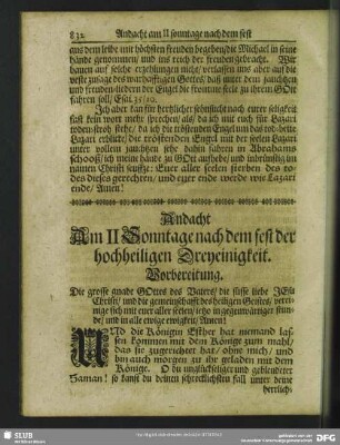 Andacht Am II. Sonntage nach dem fest der hochheiligen Dreyeinigkeit