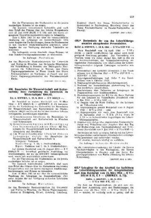 Bauschulen für Wasserwirtschaft und Kulturtechnik; hier: Fortführung des Unterrichts im Winterjahr 1944/45 : [Amtliche Erlasse] ; [Amtlicher Teil]