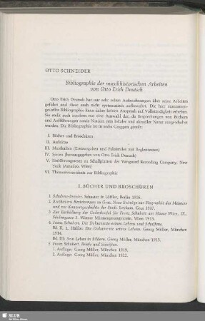 Bibliographie der musikhistorischen Arbeiten von Otto Erich Deutsch