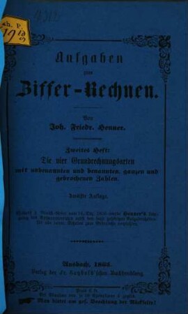 Aufgaben zum Ziffer-Rechnen, 2