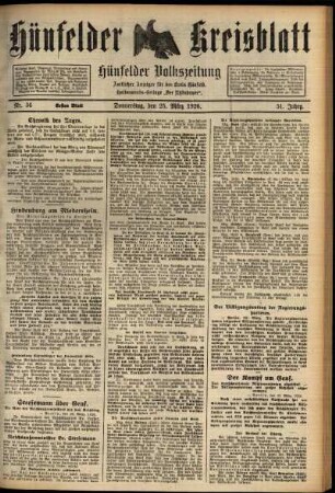 Erste Ausgabe vom Donnerstag, den 25. März 1926.