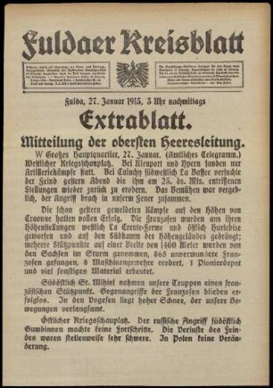 Zweite Ausgabe vom Mittwoch, den 27. Januar 1915.