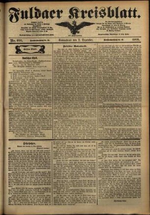 Erste Ausgabe vom Samstag, den 02. Dezember 1905.