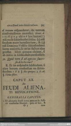 Caput XX. De Feudi Alienati Revocatione