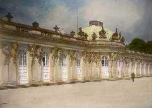 Potsdam. Schloß Sanssouci (Entwurf Friedrich der Große 1743; 1745/1747; Georg Wenzeslaus von Knobelsdorff). Südfassade Gartenseite