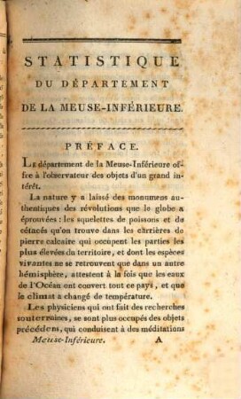 Statistique du departement de la Meuse-Inférieure