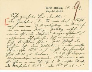 Korrespondenz von Ludwig Anton Salomon Fulda an Unbekannt