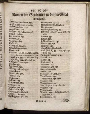 Namen der Scribenten in diesem Werck angezogen.