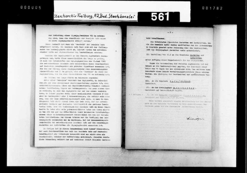 Bildung des Eigenjagdbezirks Abtshau-Locherhof der schweizerischen Gemeinde Rafz auf den Gemarkungen Jestetten und Lottstetten