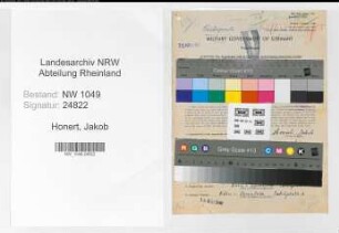 Entnazifizierung Jakob Honert , geb. 03.02.1911 (Postschaffner)