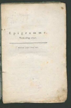 Epigramme : Venedig 1790