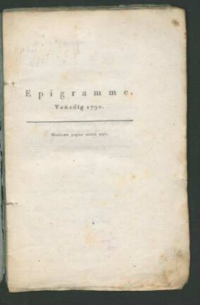 Epigramme : Venedig 1790