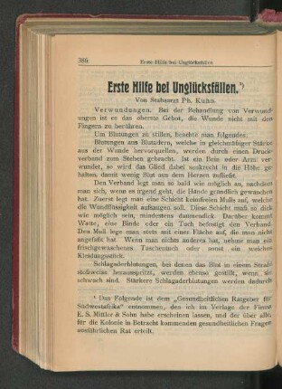 Erste Hilfe bei Unglücksfällen.