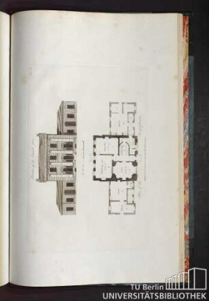 Plate 39. Elevation of the Entrance front. Plan of the Principal floor No. 1.