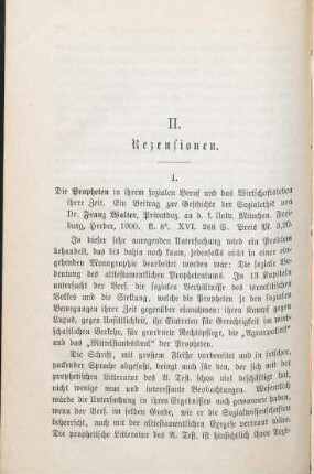278-279 [Rezension] Walter, Franz, Die Propheten in ihrem sozialen Beruf und das Wirtschaftsleben ihrer Zeit