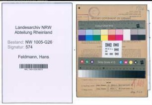 Entnazifizierung Hans Feldmann , geb. 06.06.1922 (Steuerhelfer)