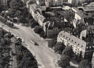 Luftbildaufnahmen von Karlsruhe. Weststadt - Weinbrennerplatz