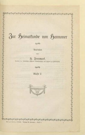 Zur Heimatkunde von Hannover