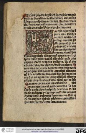 Materia eukaristie est purum vinum vitis et de puro tritico et utraque materia potest esse permixta...
