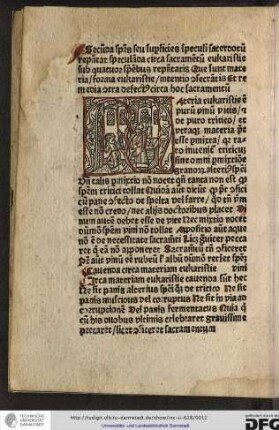 Materia eukaristie est purum vinum vitis et de puro tritico et utraque materia potest esse permixta...