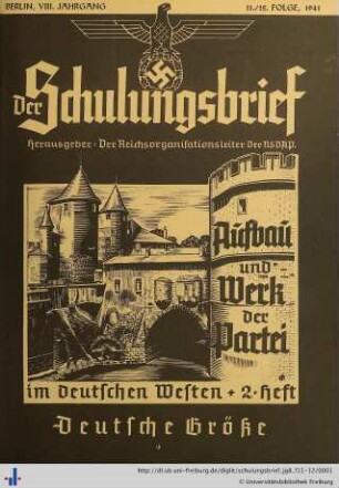VIII. Jahrgang, Folge 11-12: Der Schulungsbrief