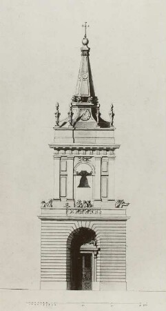 Plans des Eglises : Entwurf u e. Glockenturm, Zeichn., J. de Bodt, 18. Jh.