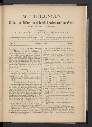 N° 51. August 1894. Wien