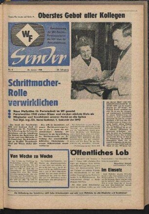 Betriebszeitung 'WF-Sender', Nr.4/1968 (26. Januar 1968)
