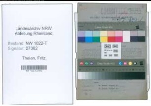 Entnazifizierung Fritz Thelen , geb. 06.11.1901 (Klempner)