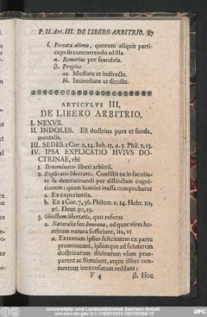 Articulus III. De Libero Arbitrio.