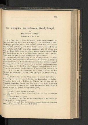 Die Adsorption von kolloidem Eisenhydroxyd