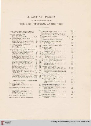 A list of prints to the second volume