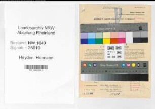 Entnazifizierung Hermann Heyden , geb. 05.02.1915 (Regierungsinspektor)
