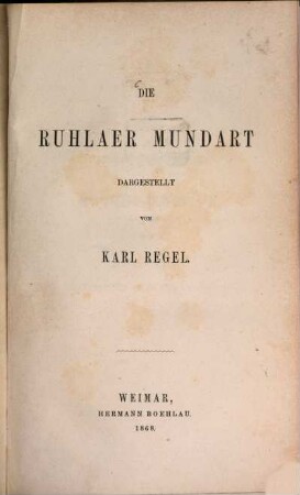 Die Ruhlaer Mundart