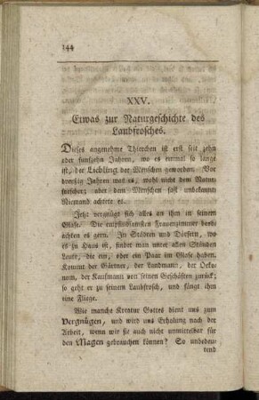 XXV. Etwas zur Naturgeschichte des Laubfrosches.