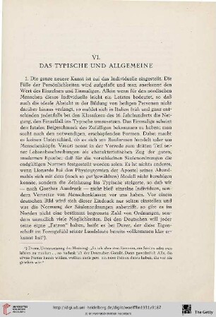 VI. Das Typische und Allgemeine