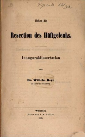 Ueber die Resection des Hüftgelenks