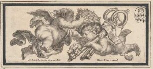 Vignette mit Putten und Papstinsignien, aus: Sei omelie di Nostro Signore papa Clemente undecimo esposte in versi da Alessandro Guidi, Rom 1712