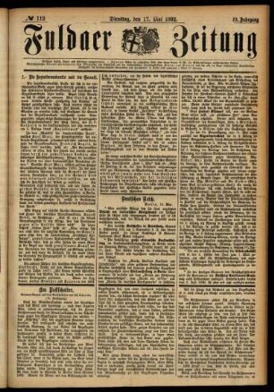 Ausgabe vom Dienstag, den 17. Mai 1892.