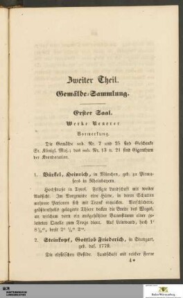 Zweiter Theil: Gemälde-Sammlung